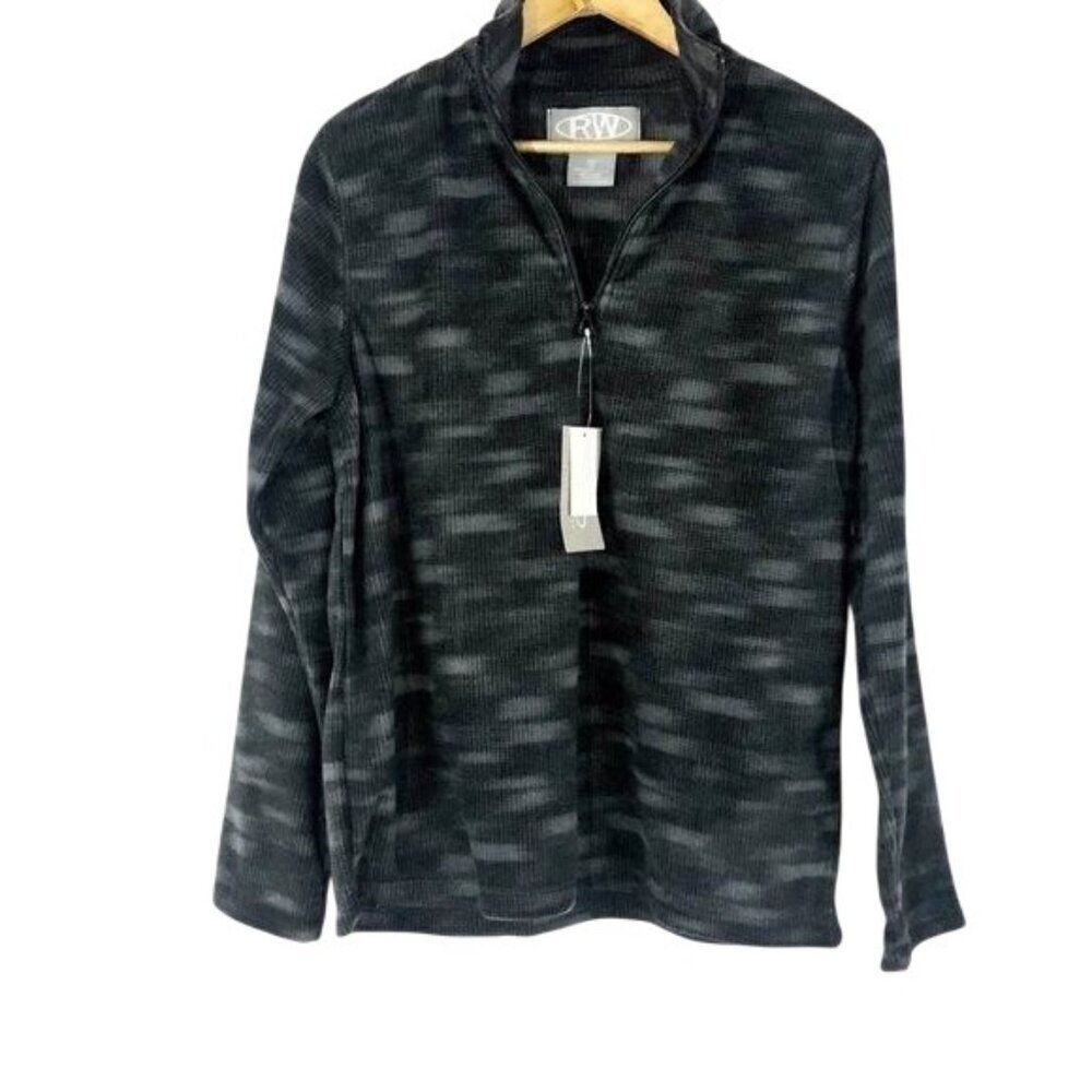 NWT RW Mens Grey Tonal Half‎ Zip Pullover Sweater M Outdoor Athletic Gorpcore